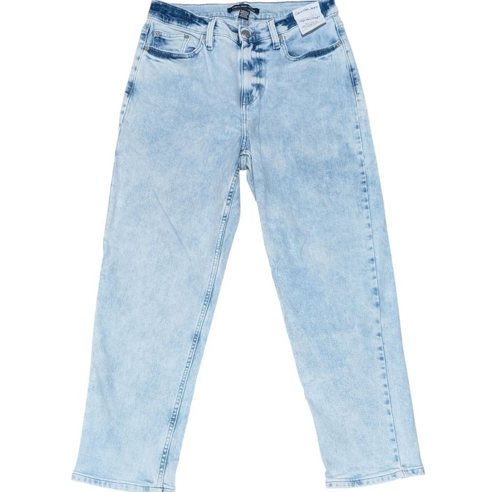 NWT Calvin Klein Jeans acid wash high rise straight zip stretch jeans size 29